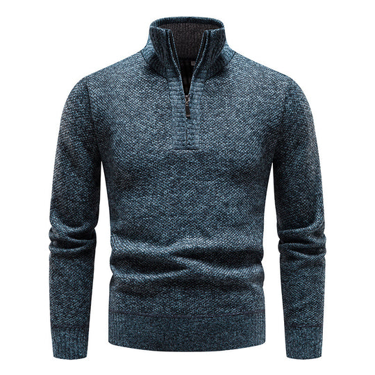 Herren eleganter Strickpullover mit modernem Stehkragen und Reißverschluss EB