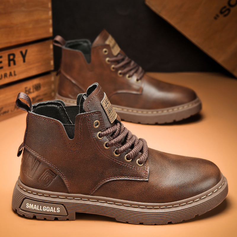 Damen hochwertige Leder Stiefeletten im lässigen Design EB