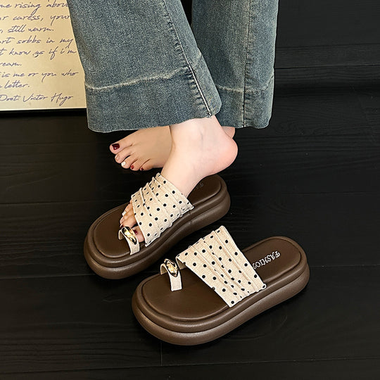 Damen Stylish Zehentrenner-Sandalen mit komfortabler gepolsterter Sohle und dekorativem Riemen EB