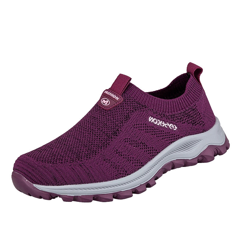 Damen Relaxed Slip-On Sneakers mit atmungsaktivem Strickoberteil und rutschfester Sohle EB