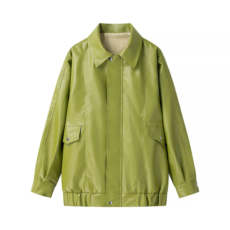 Damen Kunstlederjacke mit praktischen Taschen und modernem Schnitt EB