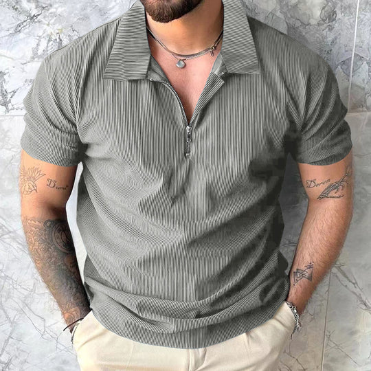 Herren Poloshirt mit modernem Reißverschluss und strukturiertem Design EB