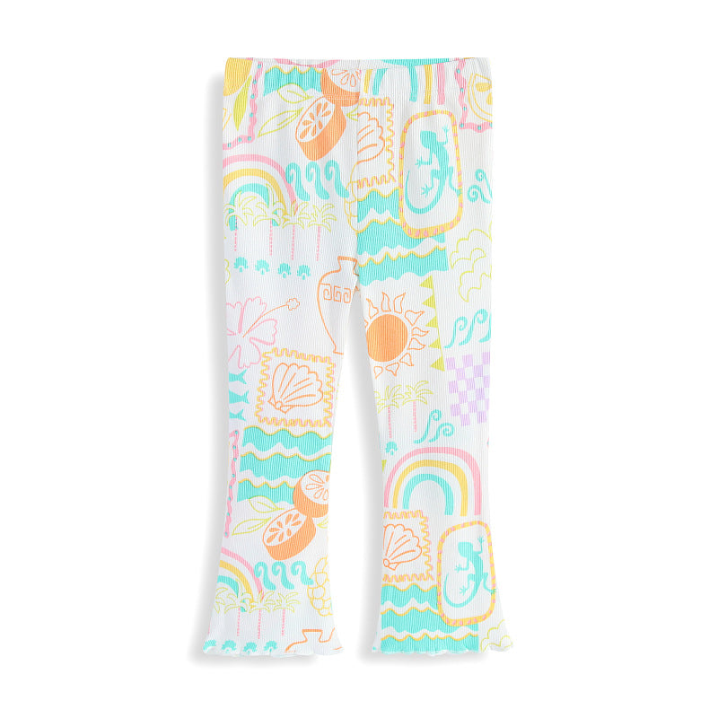 Mädchen Leggings mit buntem Strandmotiv EB