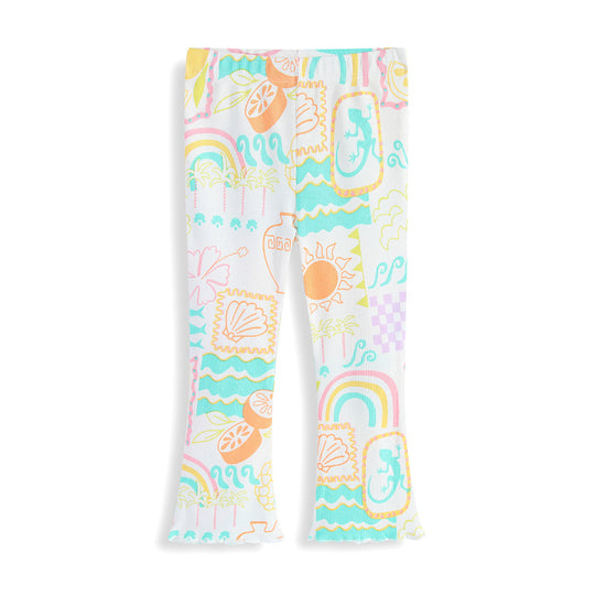 Mädchen Leggings mit buntem Strandmotiv EB