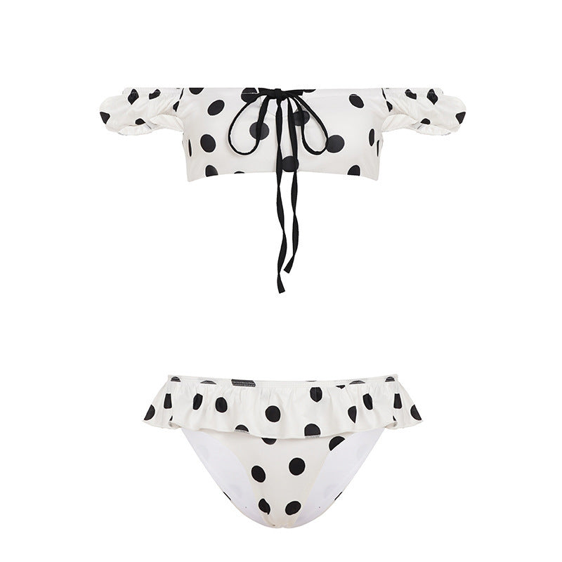 Damen-Bikini-Set mit verspieltem Rüschendesign und Punkten EB
