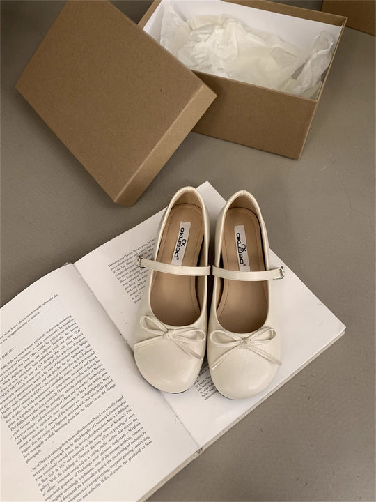 Damen Ballerinas mit elegantem Riemchen und zierlichem Schleifendetail EB