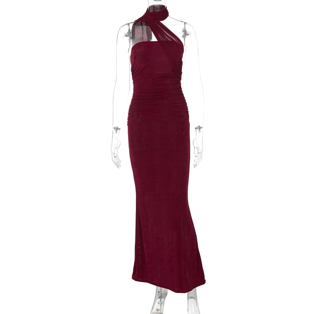 Damen Elegantes Abendkleid mit schulterfreiem Halterdesign und figurschmeichelnder Drapierung EB
