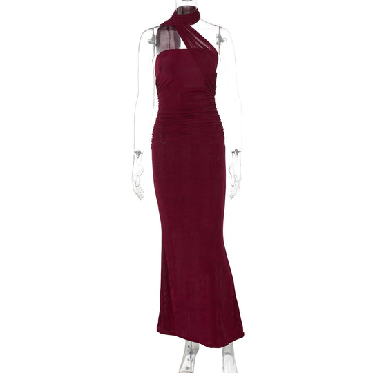 Damen Elegantes Abendkleid mit schulterfreiem Halterdesign und figurschmeichelnder Drapierung EB
