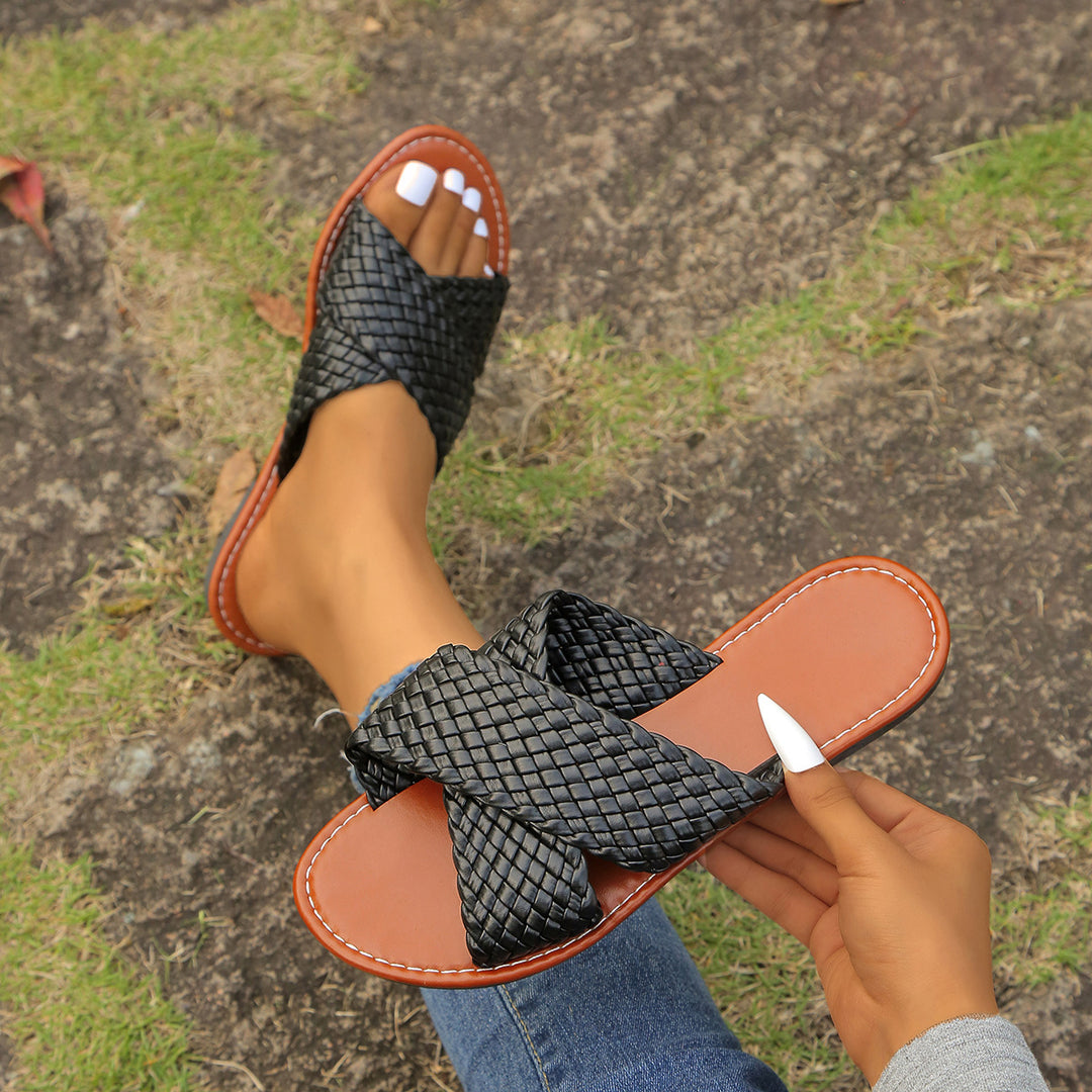 Damen geflochtene Komfortsandalen mit weicher Sohle EB