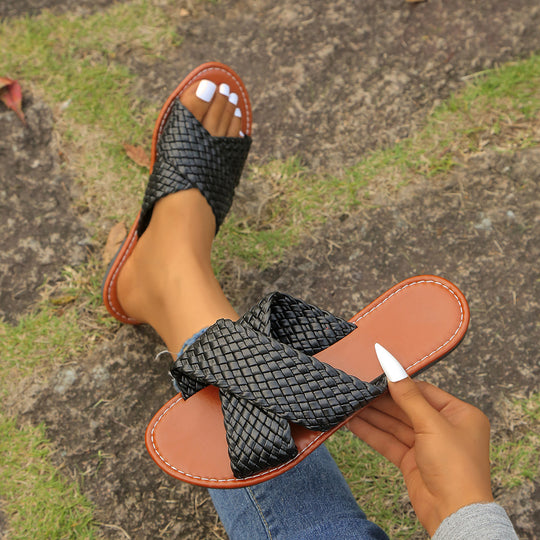 Damen geflochtene Komfortsandalen mit weicher Sohle EB