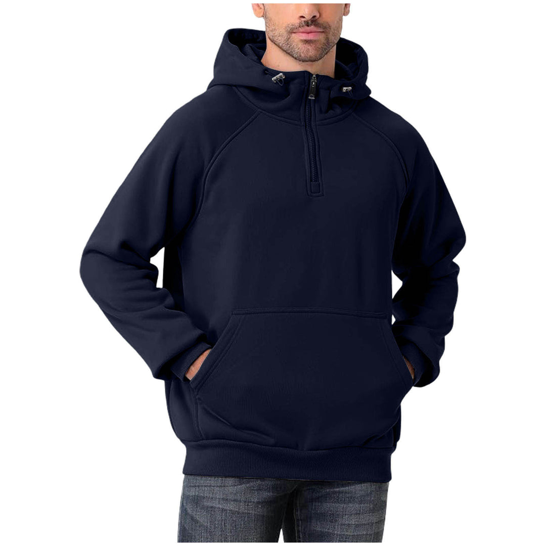 Herren nan Halbzip-Hoodie mit verstellbarer Kapuze, Kängurutasche und Raglanärmeln EB