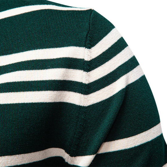 Herren Polo-Pullover mit modischem Streifenmuster und leichter Struktur EB