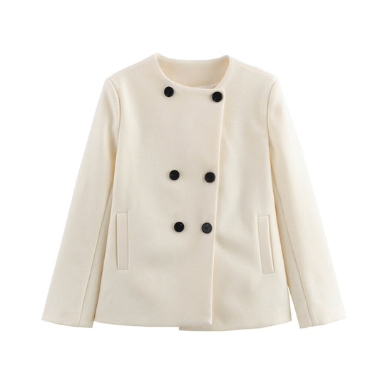 Damen elegante Winterjacke mit doppelter Knopf- und Taschenlösung EB