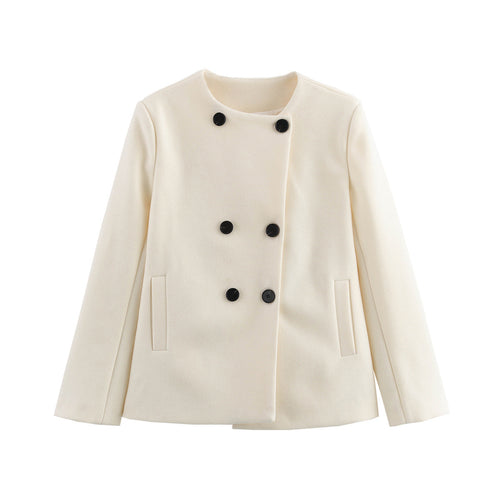Damen elegante Winterjacke mit doppelter Knopf- und Taschenlösung EB