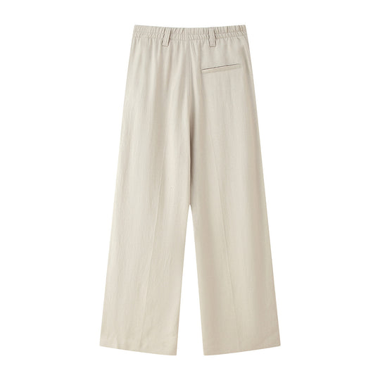 Damen elegante weite Anzughose mit Faltenwurf und hohem Bund EB