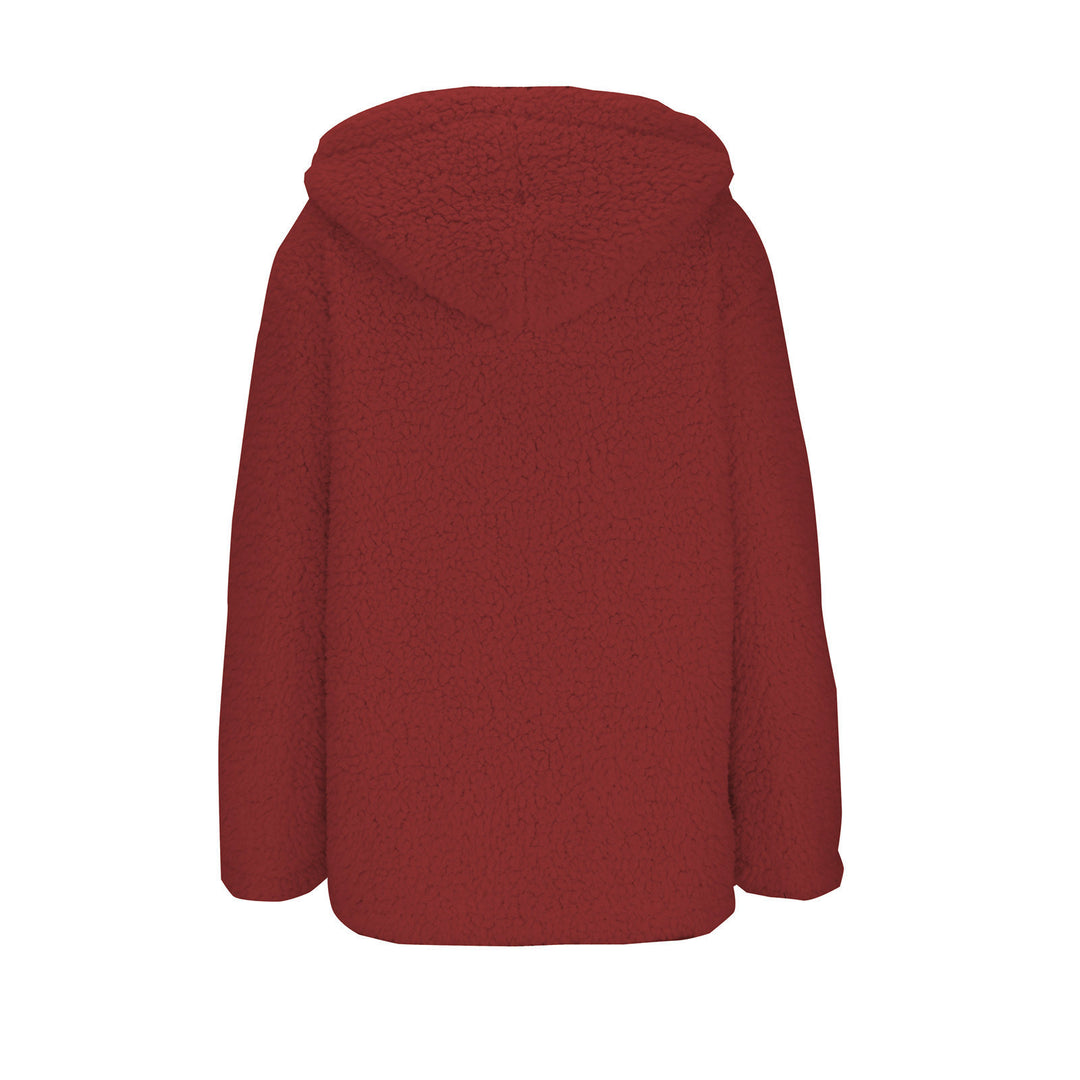 Damen kuschelige Fleecejacke mit Kapuze und praktischen Taschen EB