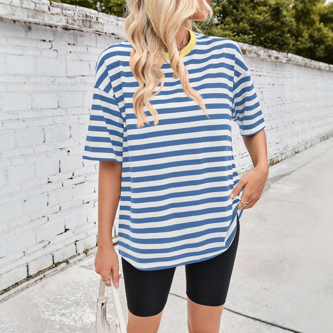 Damen Übergrößen T-Shirt mit Streifenmuster EB