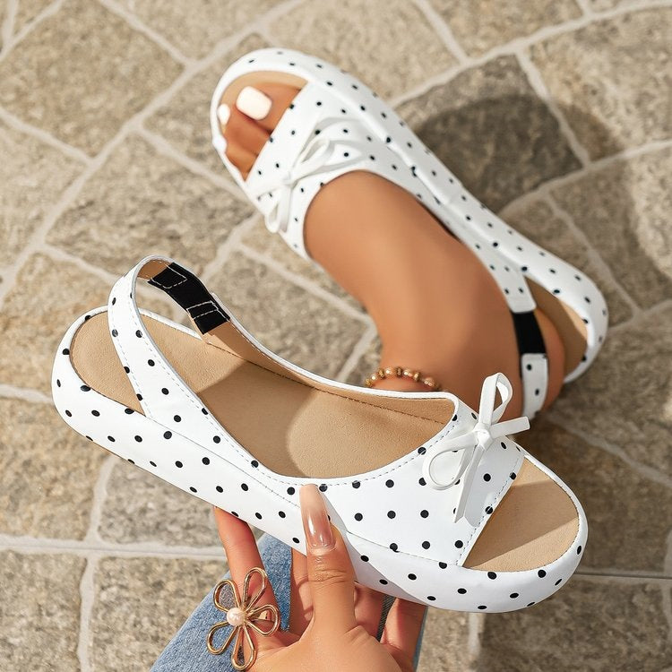 Damen Offene Ballerinas mit dekorativem Schleifendetail EB