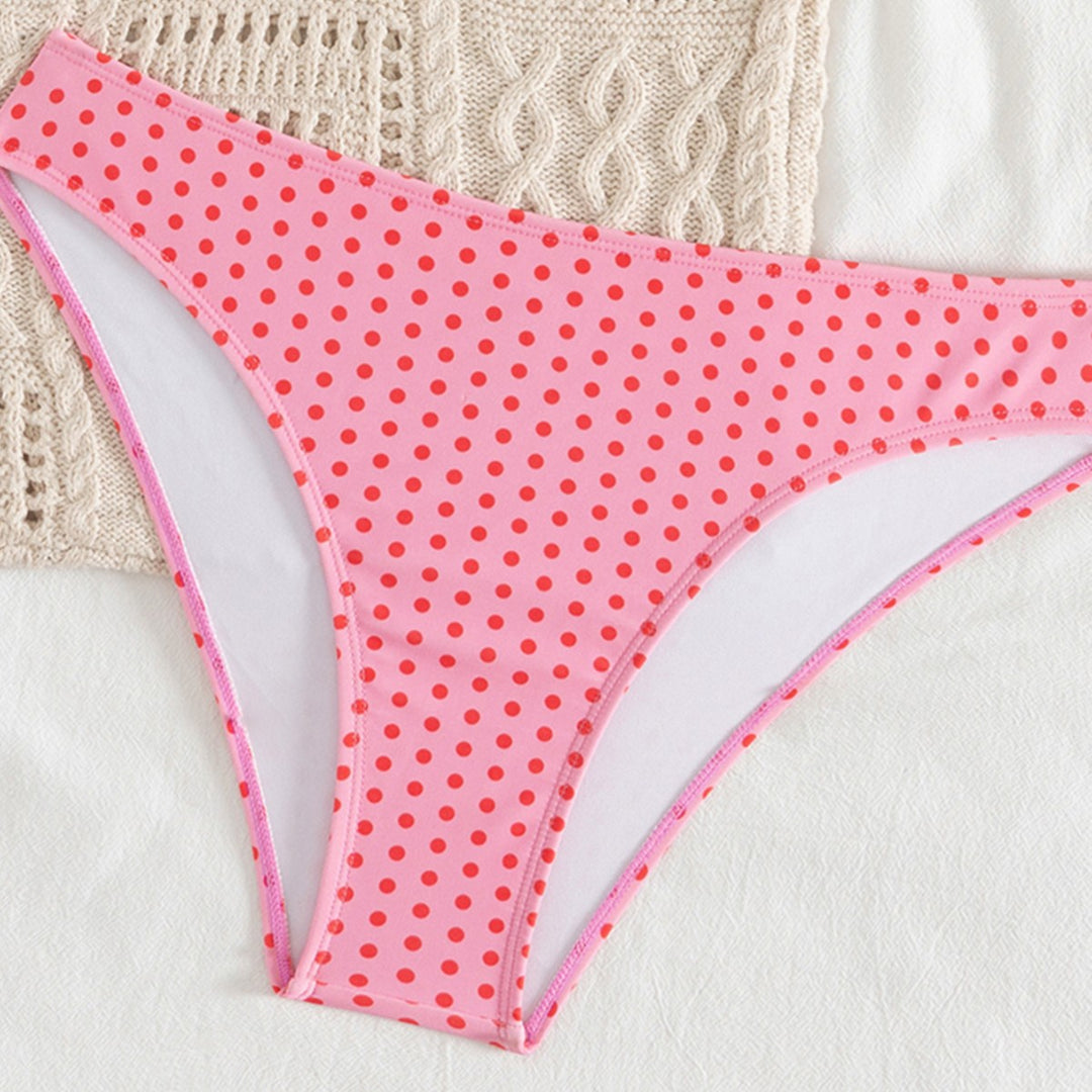 Damen Triangel-Bikini mit verspieltem Pünktchenmuster und verstellbaren Trägern EB