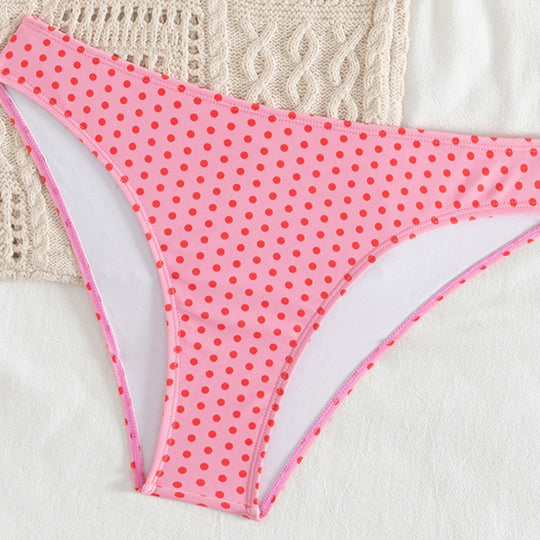 Damen Triangel-Bikini mit verspieltem Pünktchenmuster und verstellbaren Trägern EB