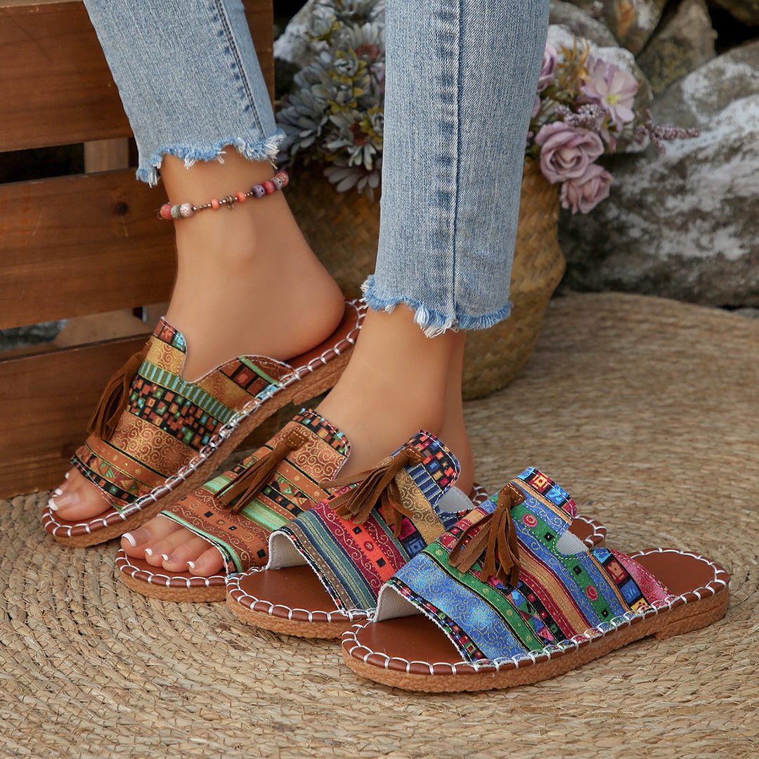 Damen Modische Clogs mit folkloristischem Muster EB