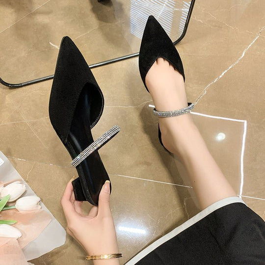 Damen elegante Slingback-Pumps mit funkelndem Riemen EB