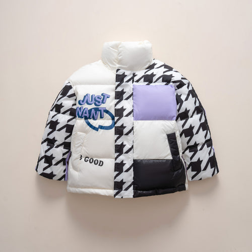 Damen Übergroße Steppjacke mit trendigem Patchwork-Design EB