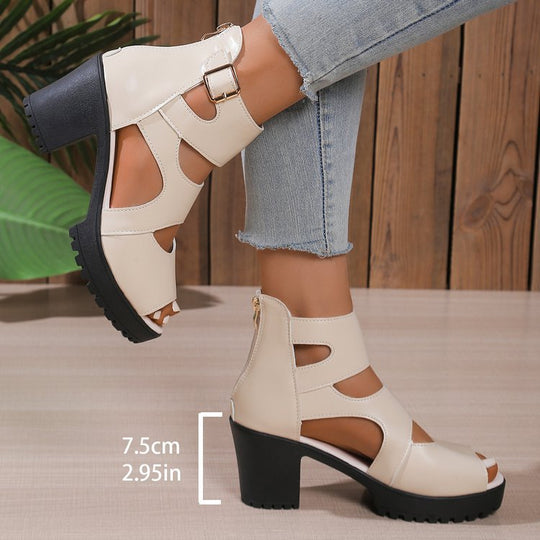Damen Offene High-Heel Sandalen mit modischen Riemen EB