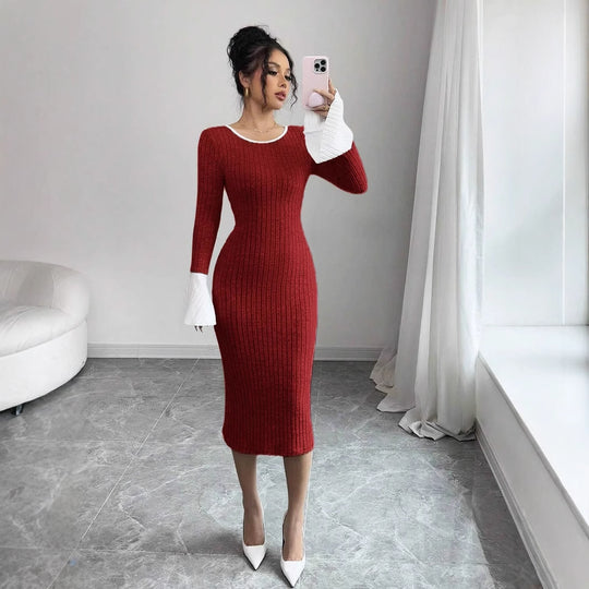 Damen Strickkleid mit weitem Ärmel EB