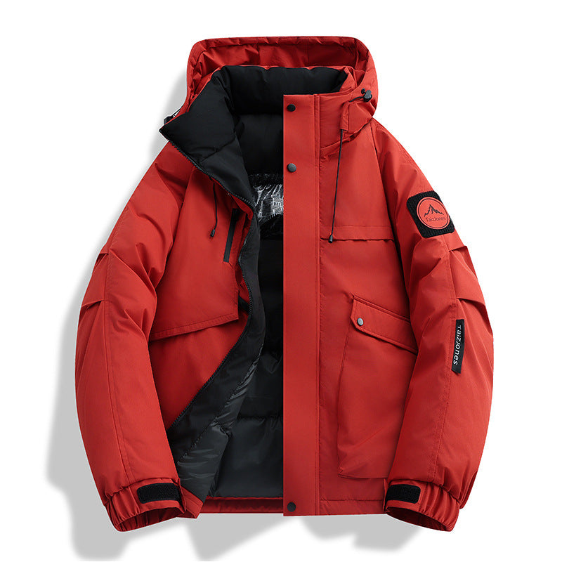 Herren wattierte Kapuzen-Winterjacke mit winddichter Außenhülle, gesteppter Thermofütterung und multifunktionalen Taschen EB