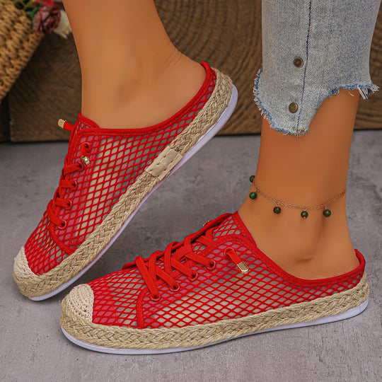 Damen Slip-On Sneaker mit modischem Netzdesign und geflochtenem Fußbett EB