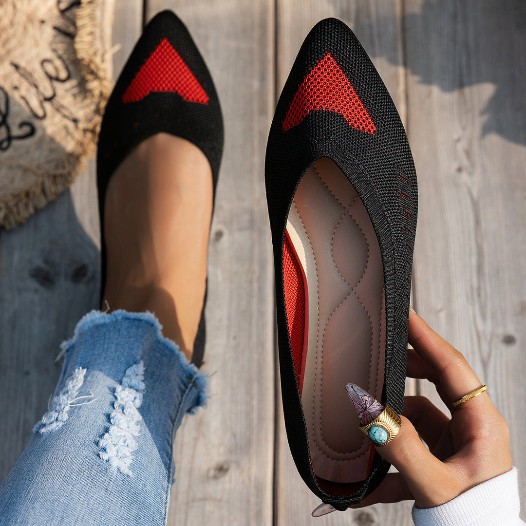 Damen Ballerinas mit kreativem Hahnentrittmuster und flexiblem Fußbett EB