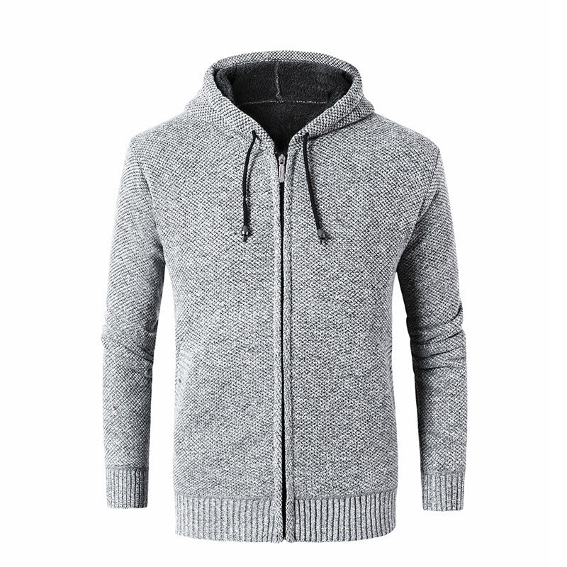 Herren moderne Strickjacke mit Kapuze und weichem Innenfutter EB