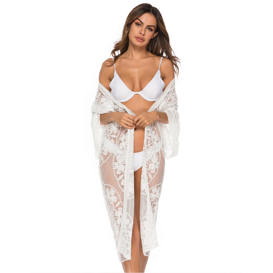 Damen Transparente Häkel-Strandtunika EB