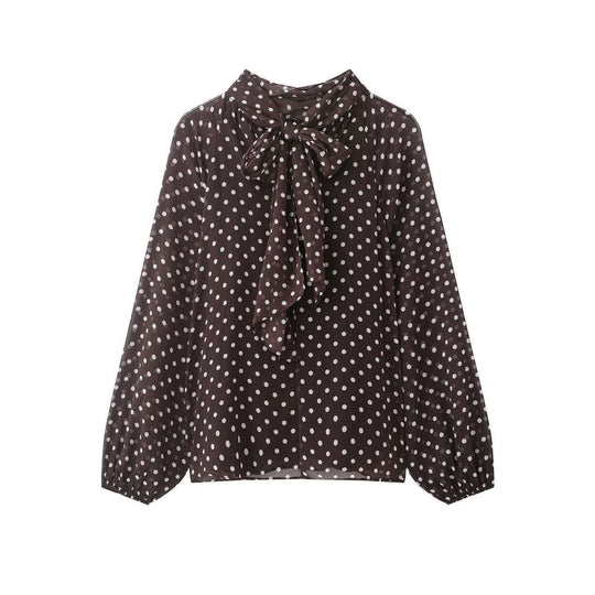 Damen nan Chiffonbluse mit Schleifenkragen und Ballonärmeln EB