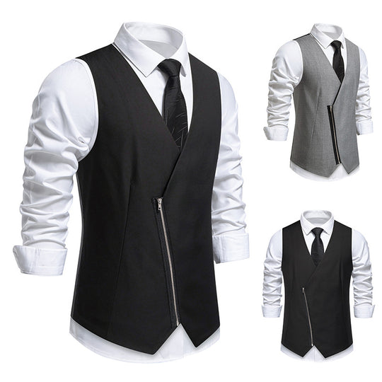 Herren elegante Anzugweste mit modernem Schnitt und praktischen Reißverschlüssen EB