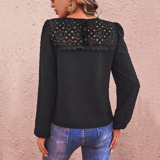 Damen Bluse mit strukturiertem Obermaterial und transparenten Akzenten EB