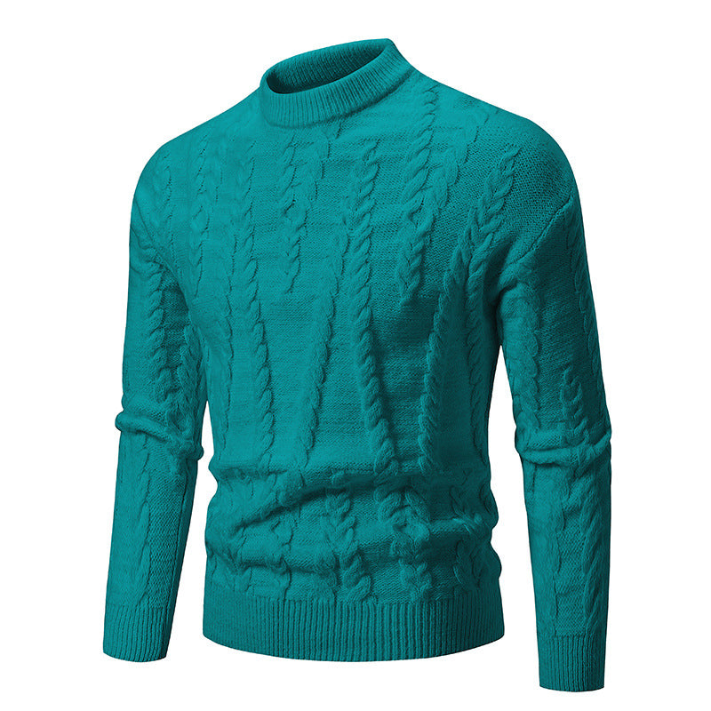 Herren Feinstrickpullover mit Kabelmuster und hohem Kragen EB