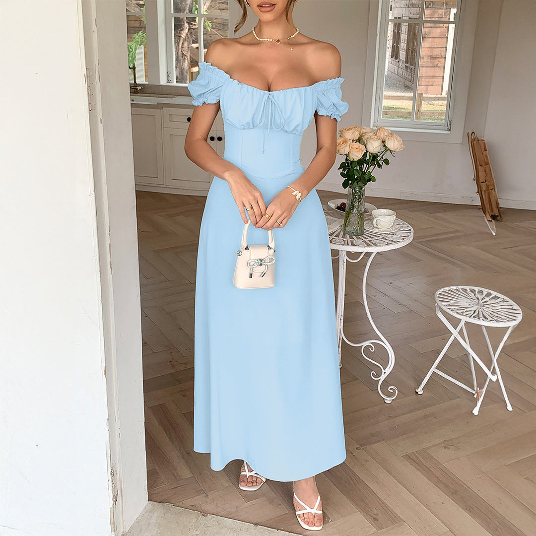 Damen Maxi-Kleid mit charmanten Rüschendetails und schmeichelndem Schnitt EB