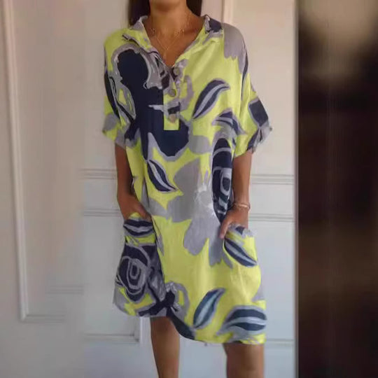 Damen lässiges Kapuzenkleid mit floralem Design EB