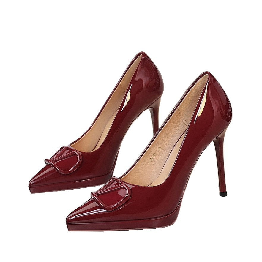 Damen elegante High Heel Pumps mit extravagantem Schnallen-Design EB