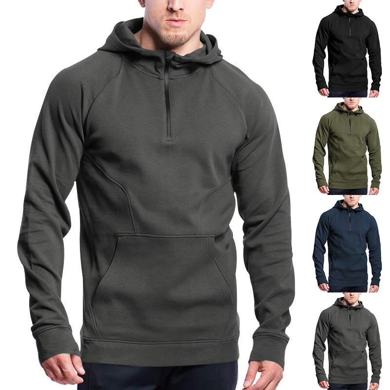 Herren Funktionshoodie mit halbem Reißverschluss und praktischen Taschen EB