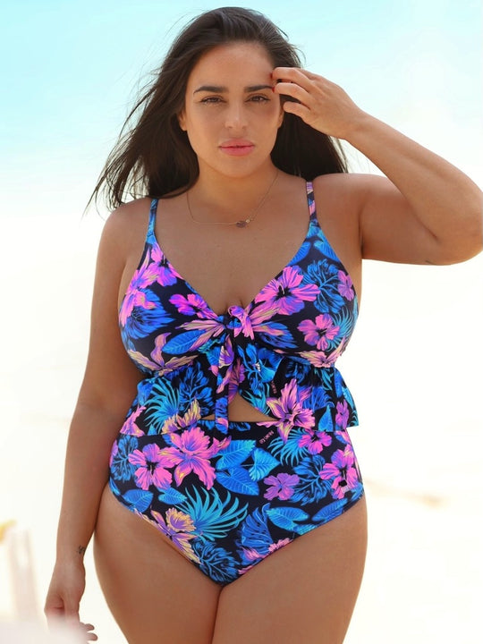 Damen Crop-Bikini-Oberteil mit dekorativem Knoten EB