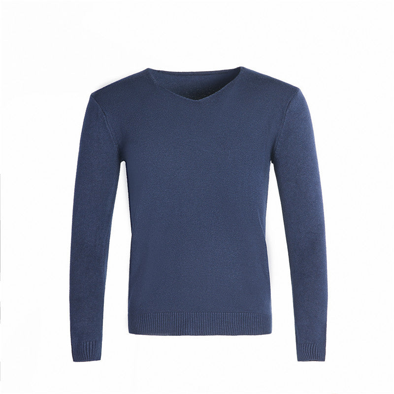 Herren nan feiner V-Ausschnitt-Pullover aus Baumwoll-Merino-Mix mit schmaler Silhouette EB
