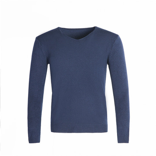 Herren nan feiner V-Ausschnitt-Pullover aus Baumwoll-Merino-Mix mit schmaler Silhouette EB