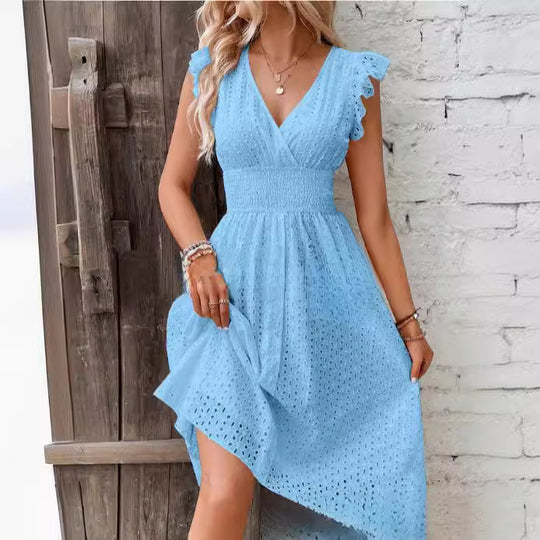 Damen Sommerkleid mit eleganten Spitzenärmeln EB