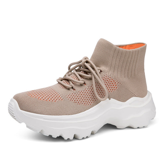 Damen Strick-Sneakers mit hohem Kragen und rutschfester Sohle EB