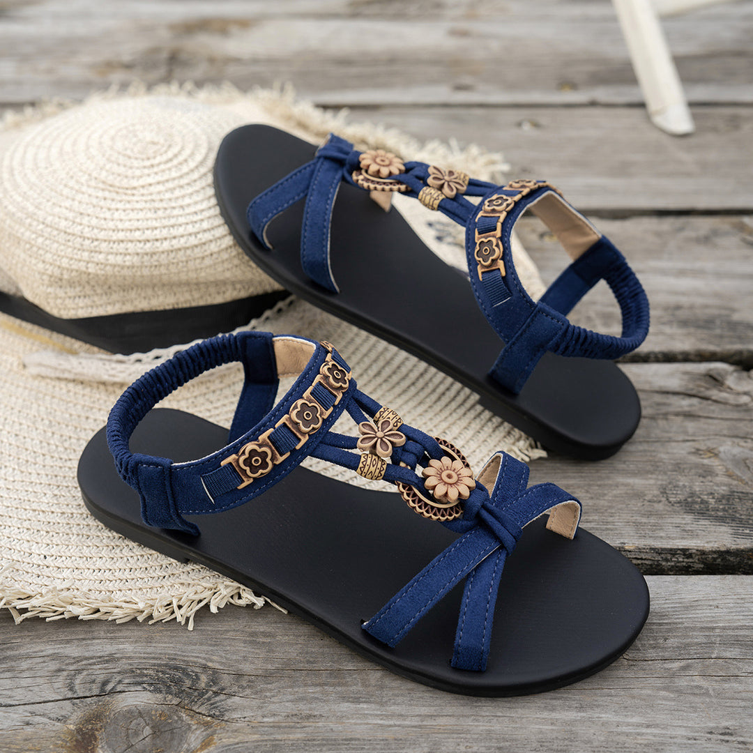 Damen modische Sandalen mit floralen Akzenten EB