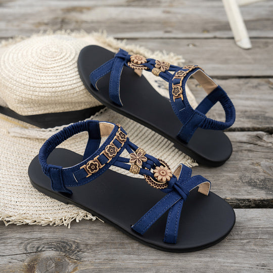 Damen modische Sandalen mit floralen Akzenten EB