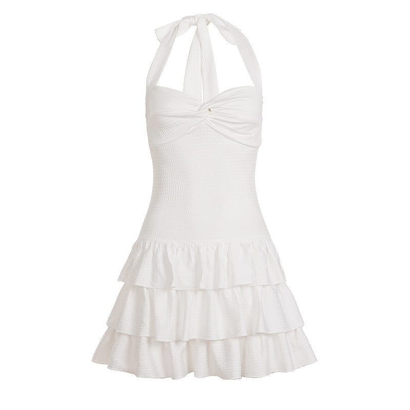 Damen Sommerliches Tüllkleid mit verstellbaren Spaghettiträgern und Rüschendetails EB